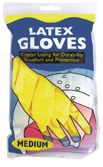 Picture of Yellow Household Latex Gloves Medium Pack