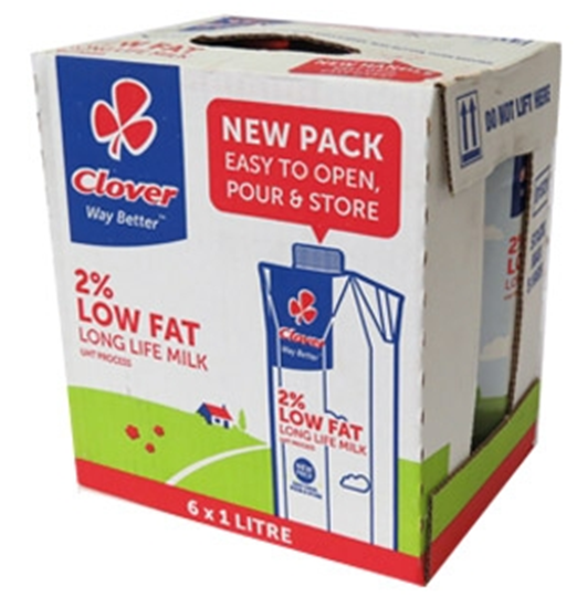 Picture of Clover UHT Long Life Low Fat Milk Carton 6 x 1L