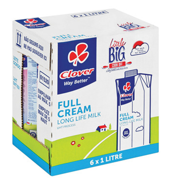 Picture of Clover UHT Full Cream Milk Carton 6 x 1l