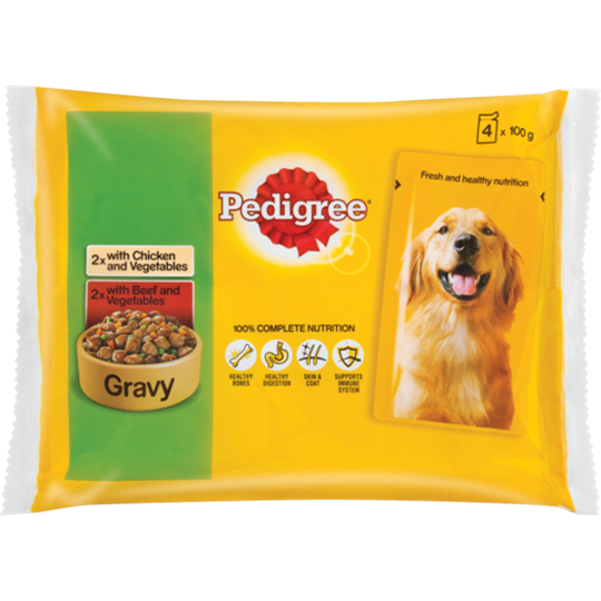 Picture of Pedigree Chicken Beef & Vegetable Dog Food 4 x100g