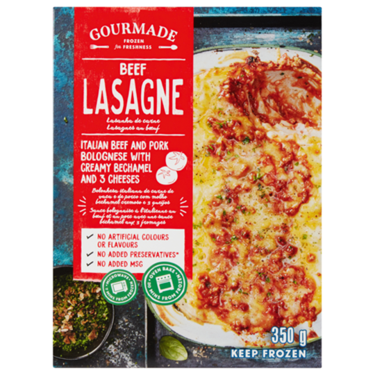 Picture of Gourmade Frozen Beef Lasagne Ready Meal 350g