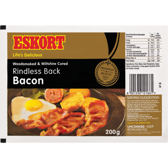 Picture of Eskort Rindless Back Bacon 200g