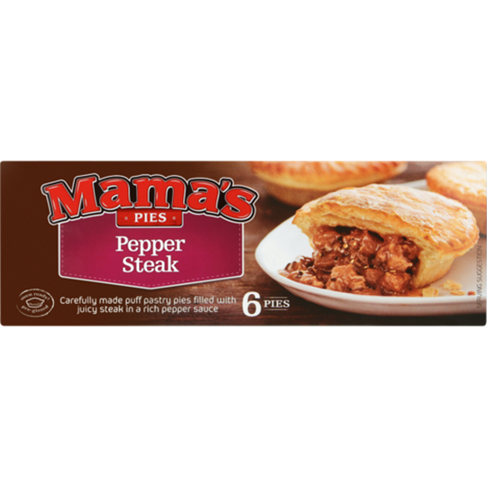 Picture of Mama's Pies Frozen Pepper Steak Pies 6 Pack