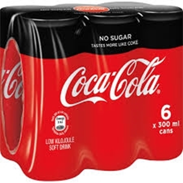 Picture of Coca Cola Zero Soft Drink Cans 6 x 300ml