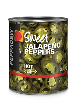 Picture of Peppadew Sweet Jalapeno Peppers Hot Slices Can 3kg