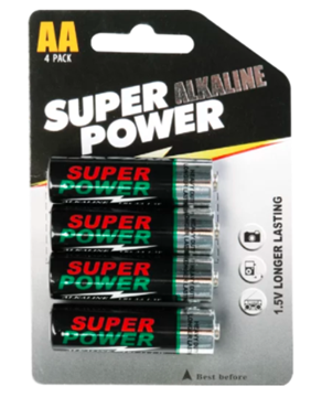 Picture of Super Power AA Alkaline Batteries 4 Pack