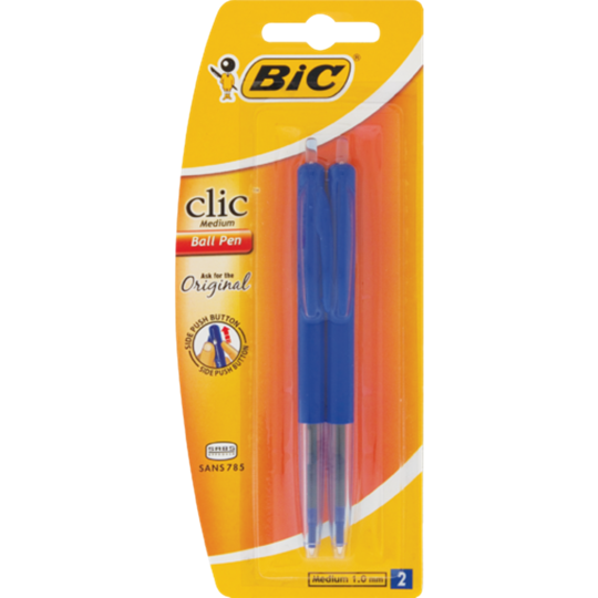 Picture of Bic Clic Medium Blue Ball Pen 2 Pack