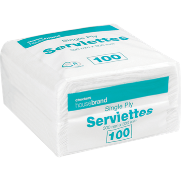 Picture of Checkers Housebrand Single Ply Serviettes 100 Pack