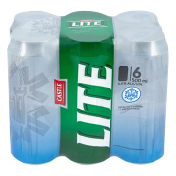 Picture of Castle Lite Beer Can 6 x 500ml