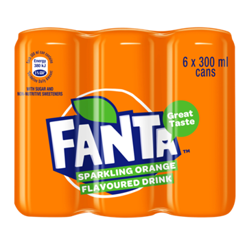 Picture of Fanta Orange Flavoured Soft Drink Cans 6 x 300ml