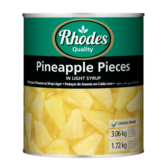 Picture of CANNED PINEAPPLE PIECES RHODES 3.06KG