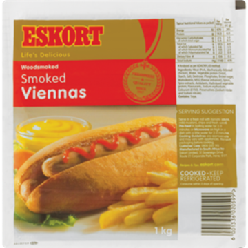 Picture of Eskort Frozen Smoked Viennas 1kg